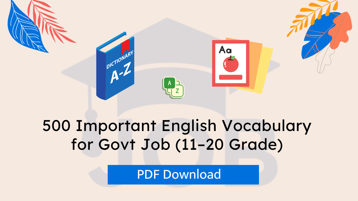500 Important English Vocabulary for Govt Job