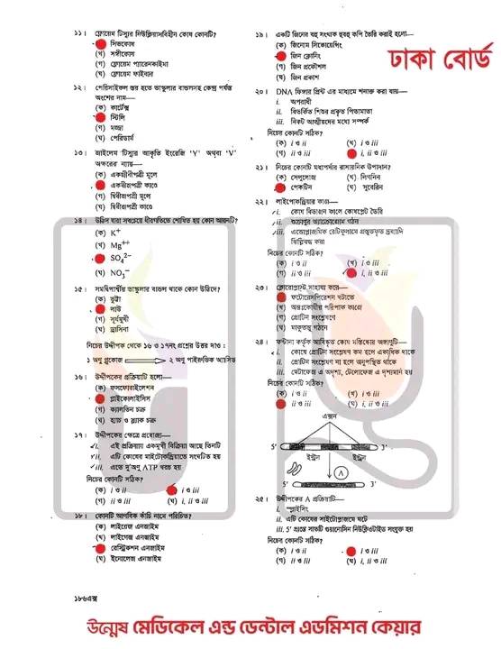 HSC Biology 1st Paper MCQ Answer 2025 Dhaka Board 