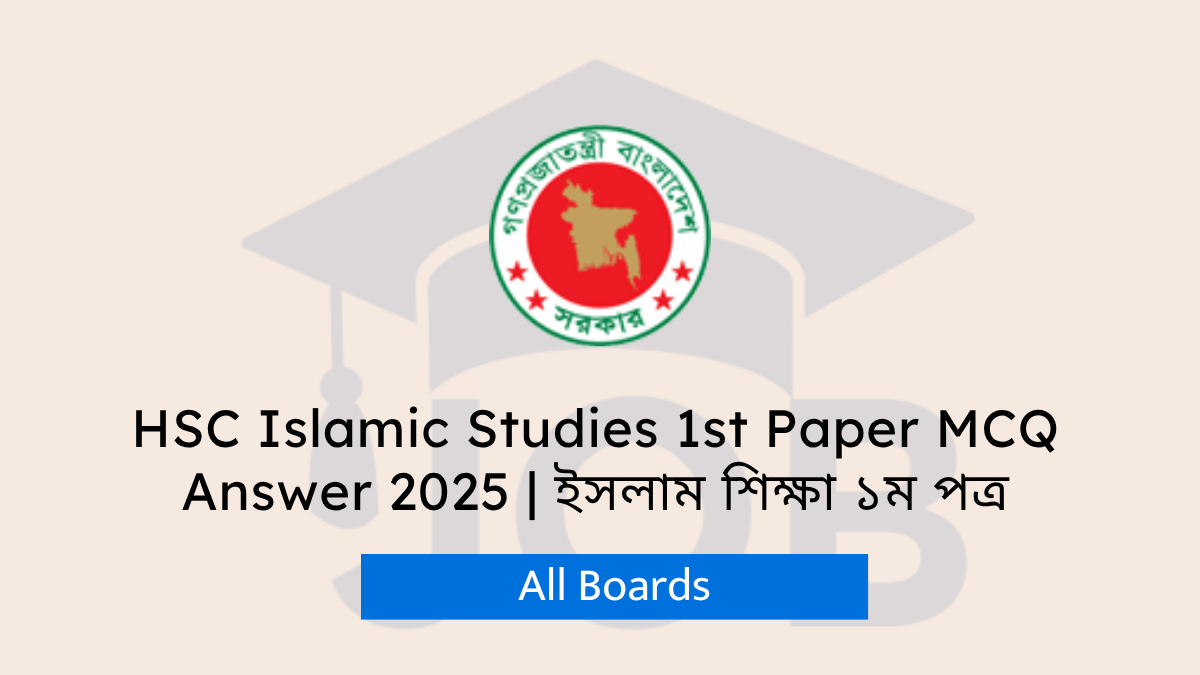 HSC Islamic Studies 1st Paper MCQ Answer 2025 এইচএসসি ২০২৫ ইসলাম শিক্ষা ১ম পত্র MCQ সমাধান
